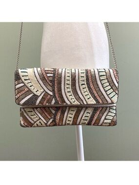 Sequin Clutch Bag Chain Strap Cotton Boho Glam Party
